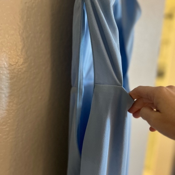 NWOT Striking Elegance Light Blue Bow Backless Halter Maxi Dress - Picture 5 of 8